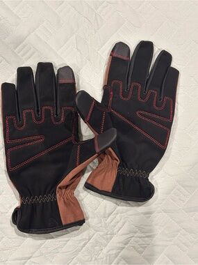 Hyper Tough Work Gloves XL Brown Black Synthetic Leather Utility Mechanic Gloves